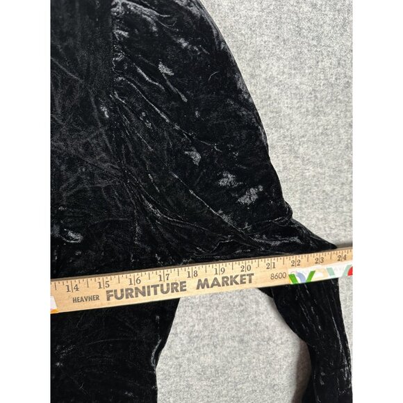 Vintage Size 12 Velvet Top Witchy Whimsygoth Black Long Sleeve Button Sweetheart - Picture 8 of 13